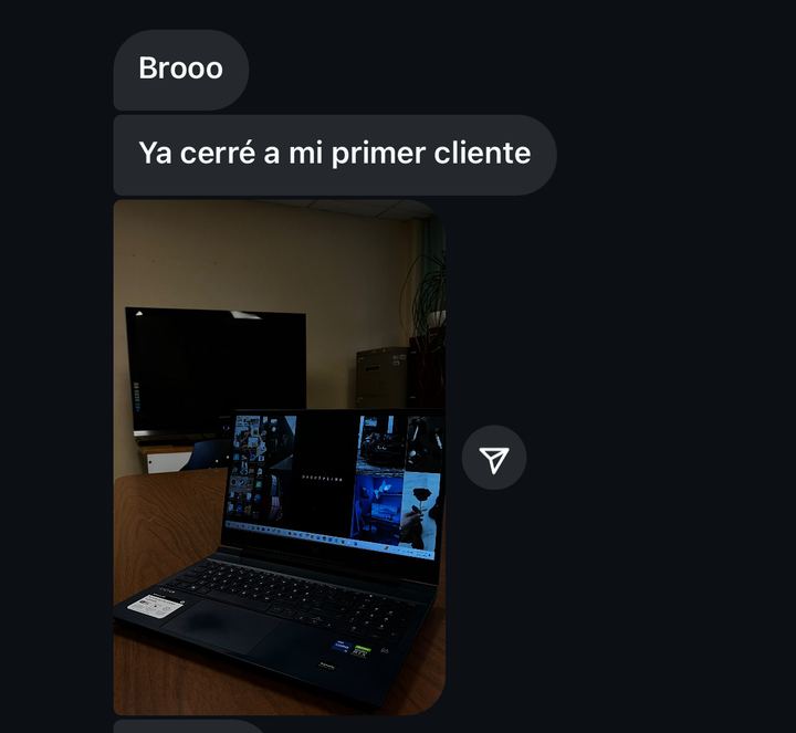 Mensaje: ya cerré a mi primer cliente