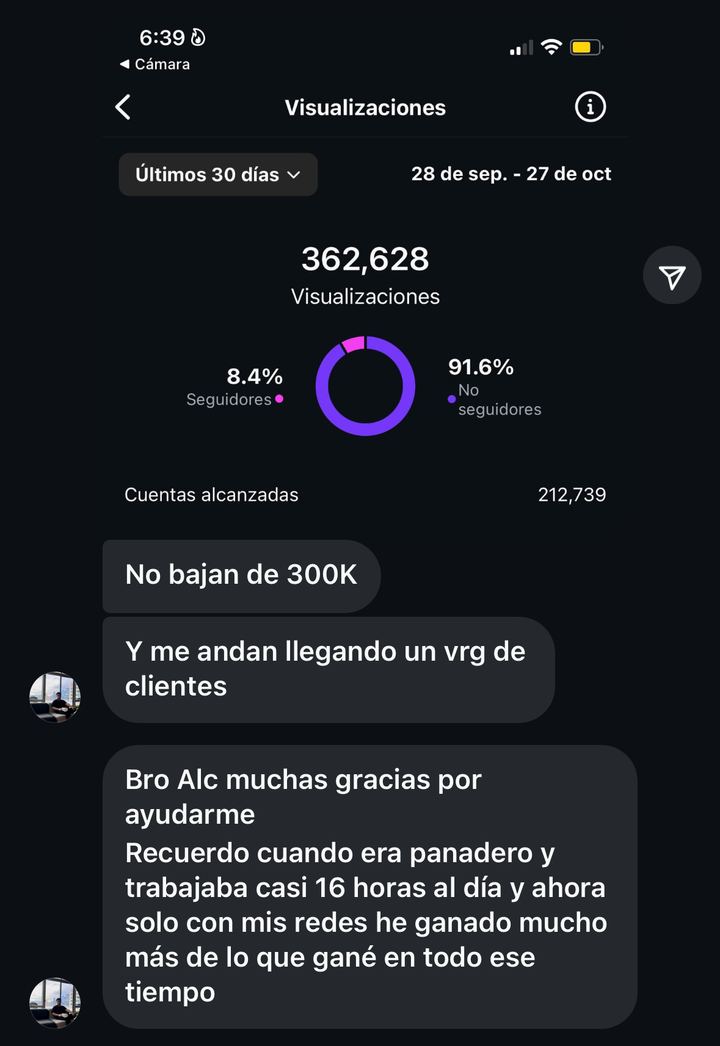 Cuenta creciendo y clientes entrando