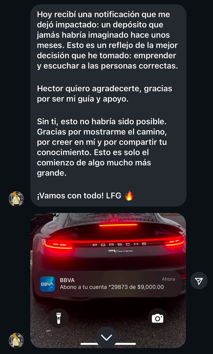 Mensaje de agradecimiento tras un depósito